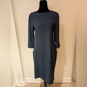 MM LaFleur Midi Pencil Dress 3/4 Sleeve Green Womens Size 6 Boat Neck